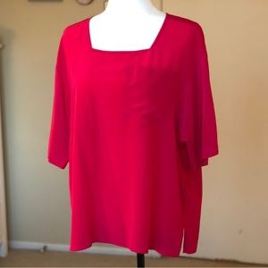 Vintage Saks Fifth Avenue hot pink silk blouse - size L (fits XL)